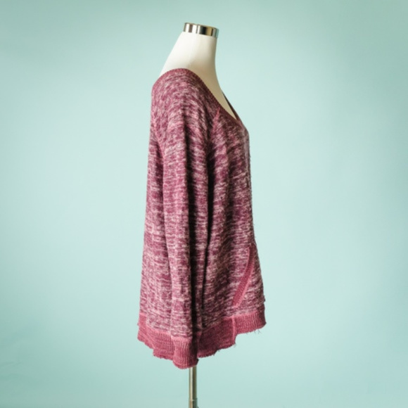 Free People M Burgundy Oversize Sweater - Picture 3 of 5